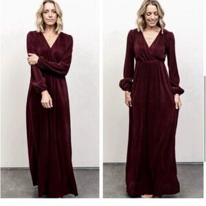 Baltic Born Athena Burgundy Wrap Long Sleeve Dress M